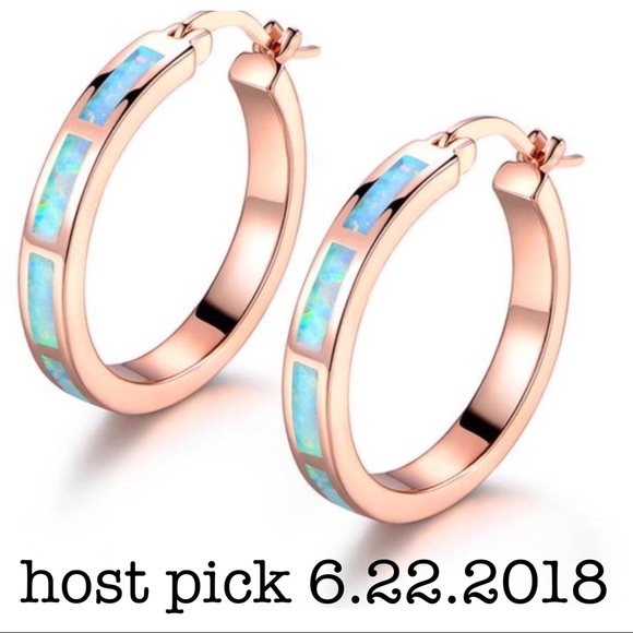 Jewelry - LAST 1❗️BESTSELLING ROSE GOLD FIRE OPAL HOOP